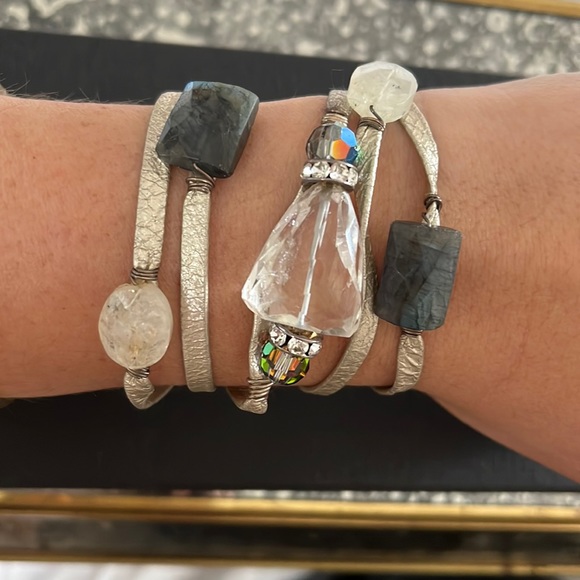 Rachel Abroms leather and semi precious stone wrap bracelet - Picture 3 of 3